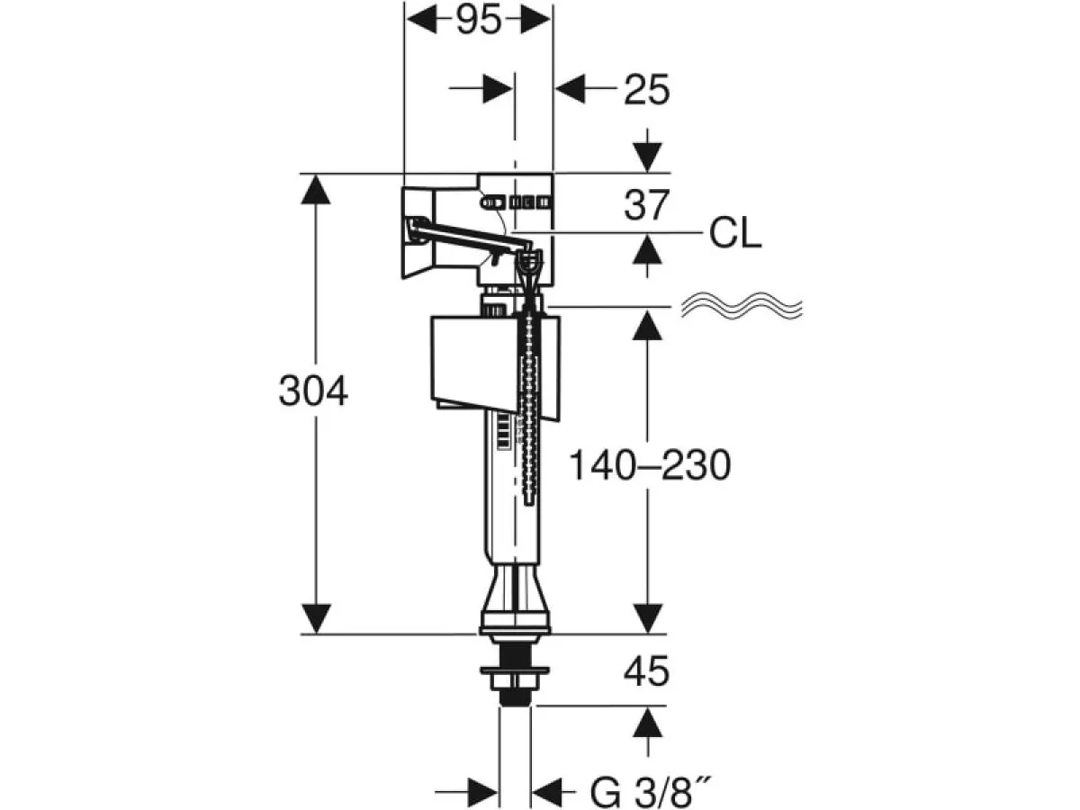 GEBERIT Plovak Vertikalni 3/8 Impuls Basic 330 Donji  136.727.00.1 