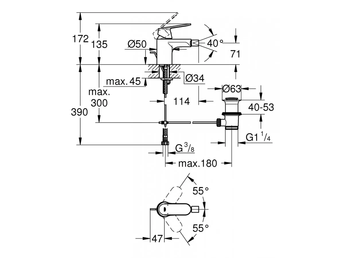 GROHE EUROSMART COSMOPOLITAN  BIDE 32839000 