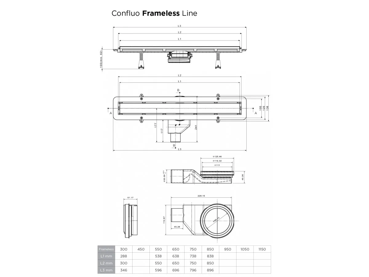 CONFLUO KANALICA 450 FRAMELESS LINE 