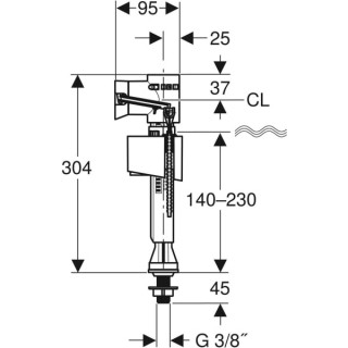 GEBERIT Plovak Vertikalni 3/8 Impuls Basic 330 Donji  136.727.00.1 