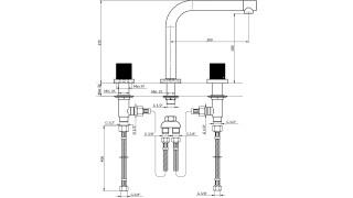 Stolz S2 Black Baterija Podgradna Za Lavabo Dvoručna - Visoka 230309B 