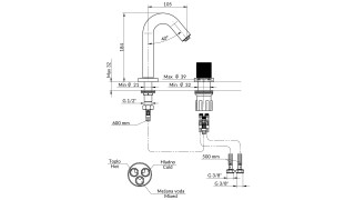 Stolz S2 Black Baterija Podgradna Za Lavabo Jednoručna 230401B 