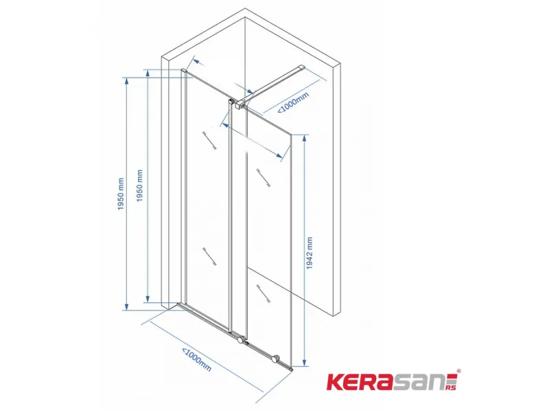 KER TUS PARAVAN WALK-IN KLIZNI 1000x1950/8 mm (providno staklo) - WIN SLIDE 100 