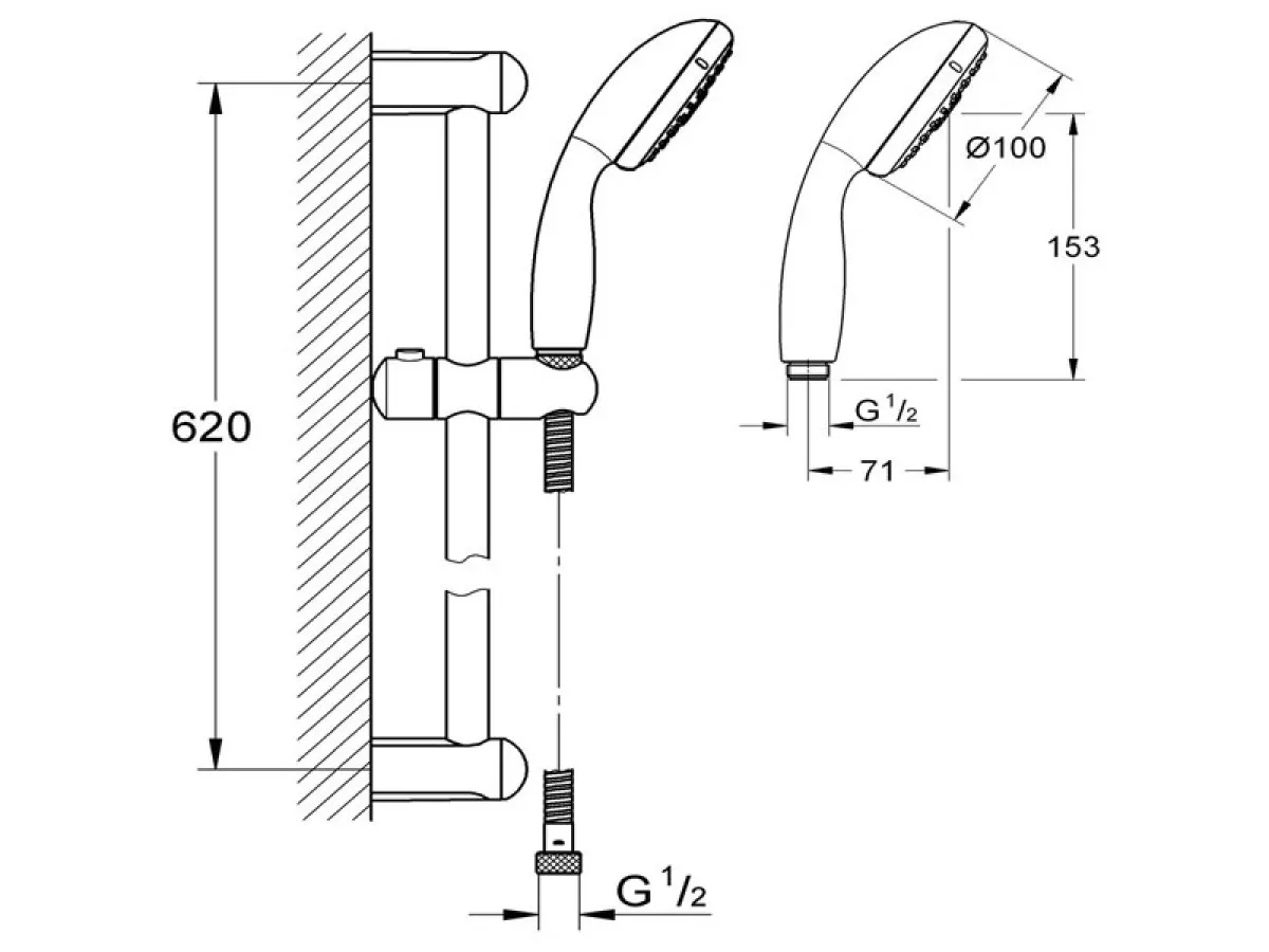 GROHE KLIZNA SIPKA SET ZA TUS 27794000 