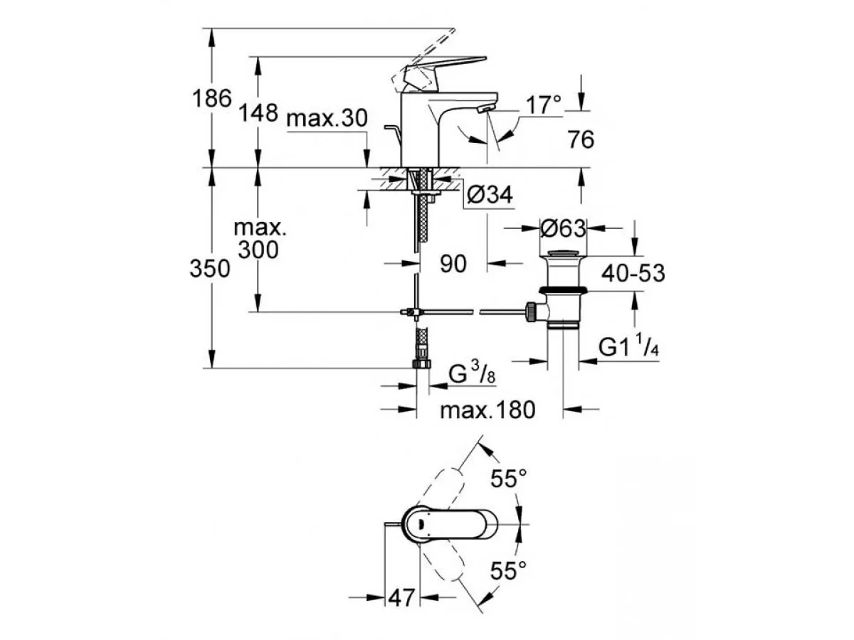 GROHE EURO COSMOPOLITAN BATERIJA ZA LAVABO 328 25 000328 25 00 