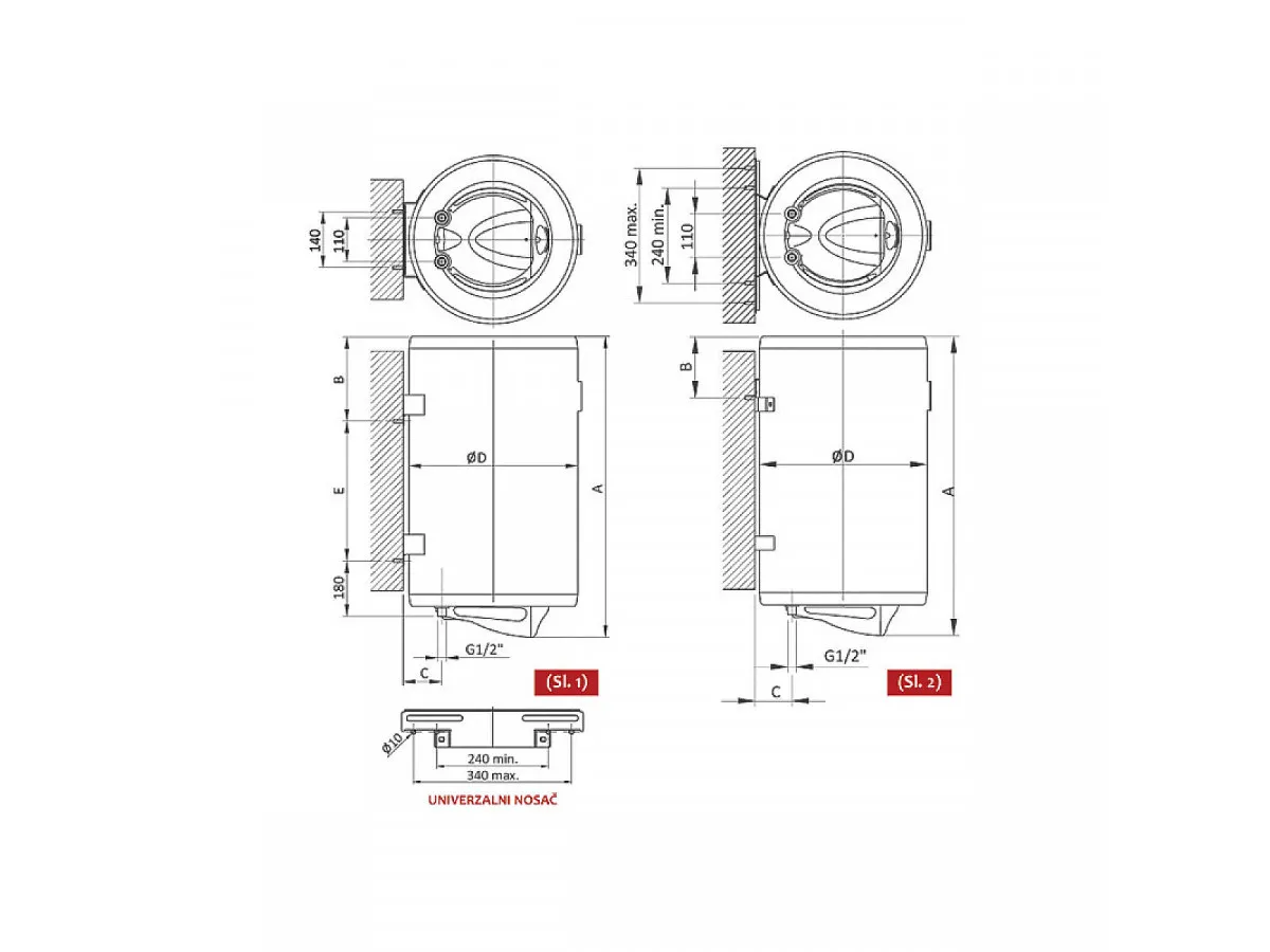 ELIT BOJLER TALAS X 80L - PROHROM (880x450mm/2000W) 