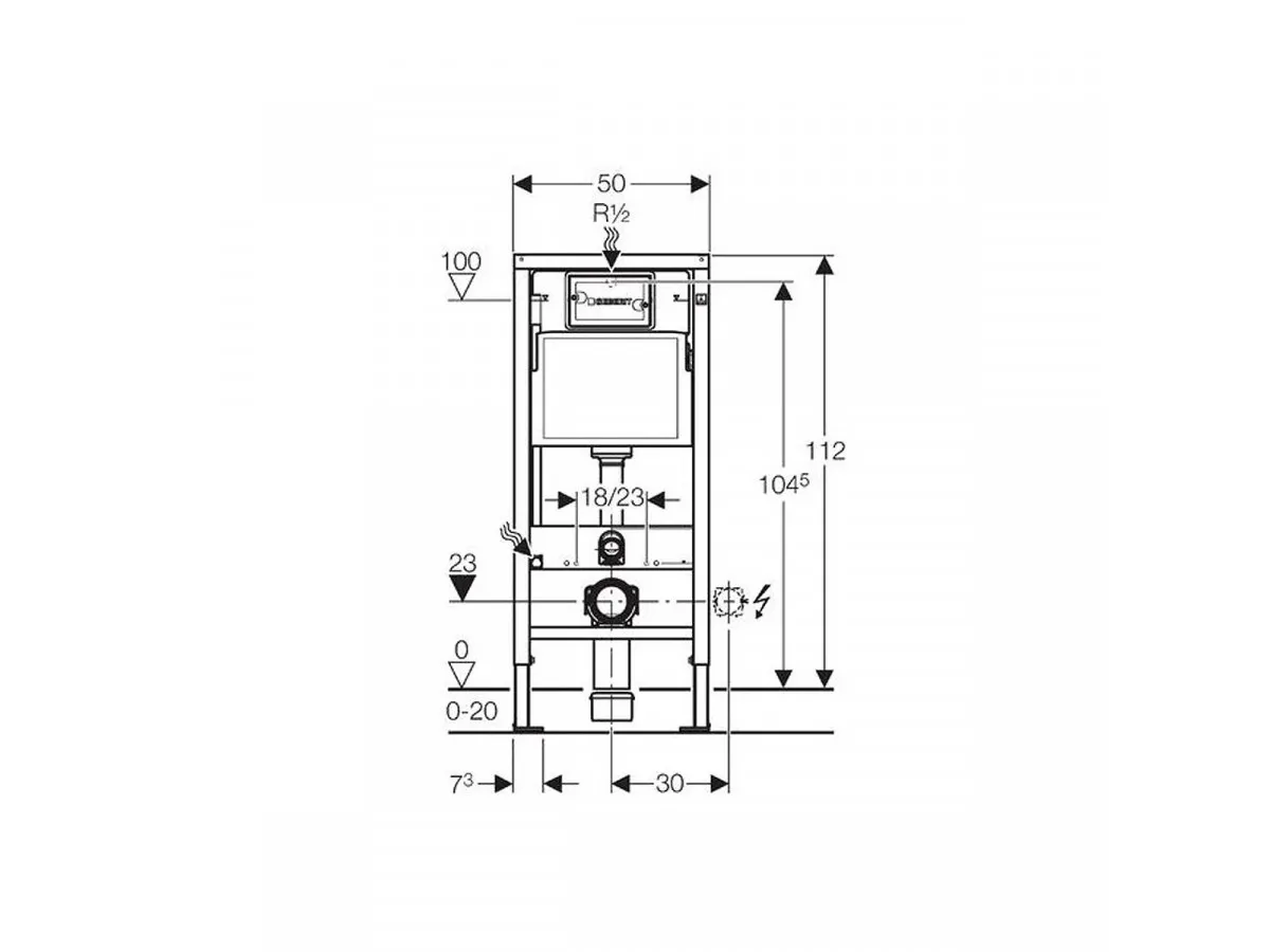 GEBERIT UGRADNI VODOKOTLIC BASIC+TASTER MAT-HROM DELTA 21 ZA KON.WC SOLJU 458.112.46.1 