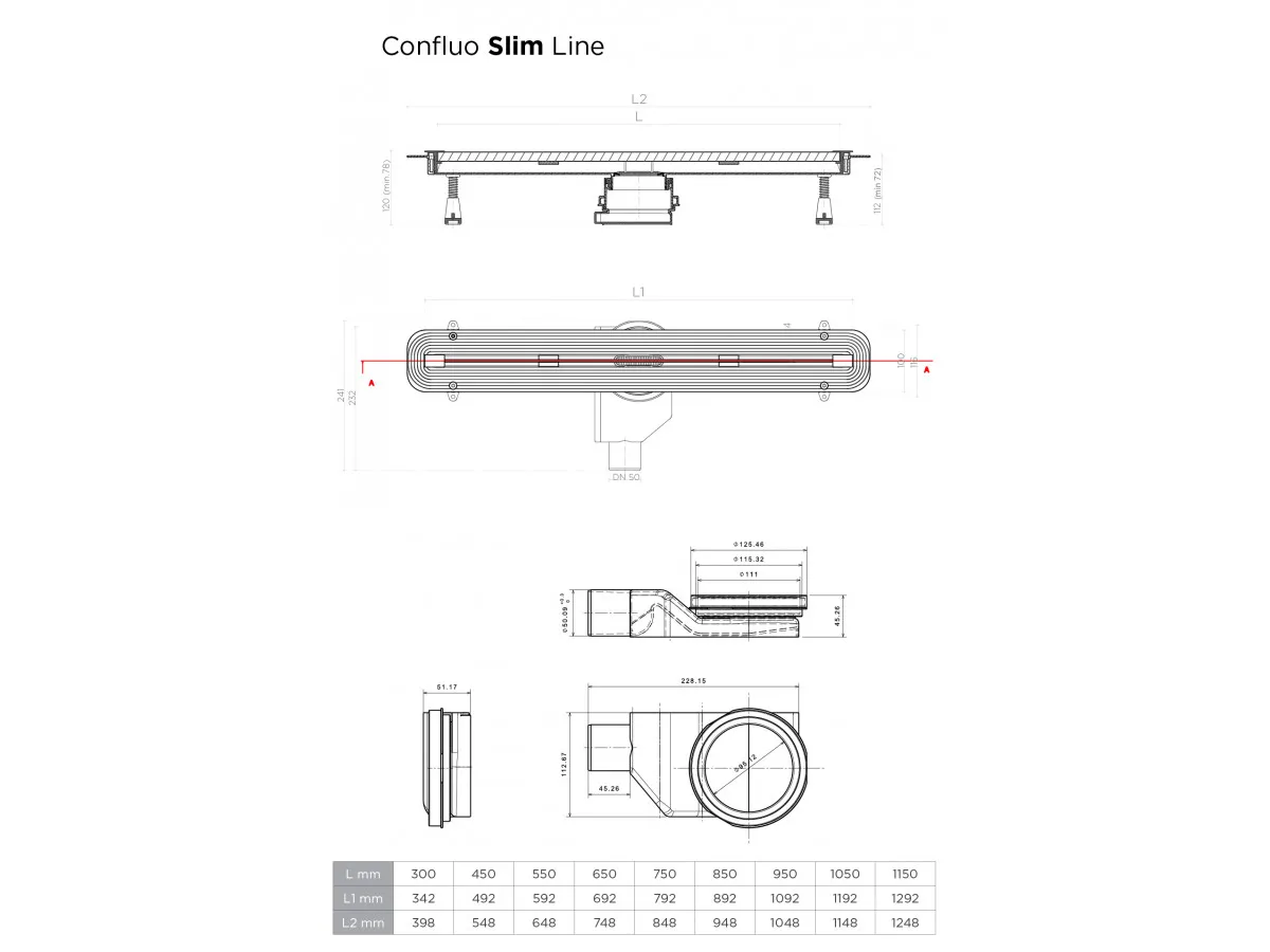 CONFLUO KANALICA 550 SLIM LINE 13100032 