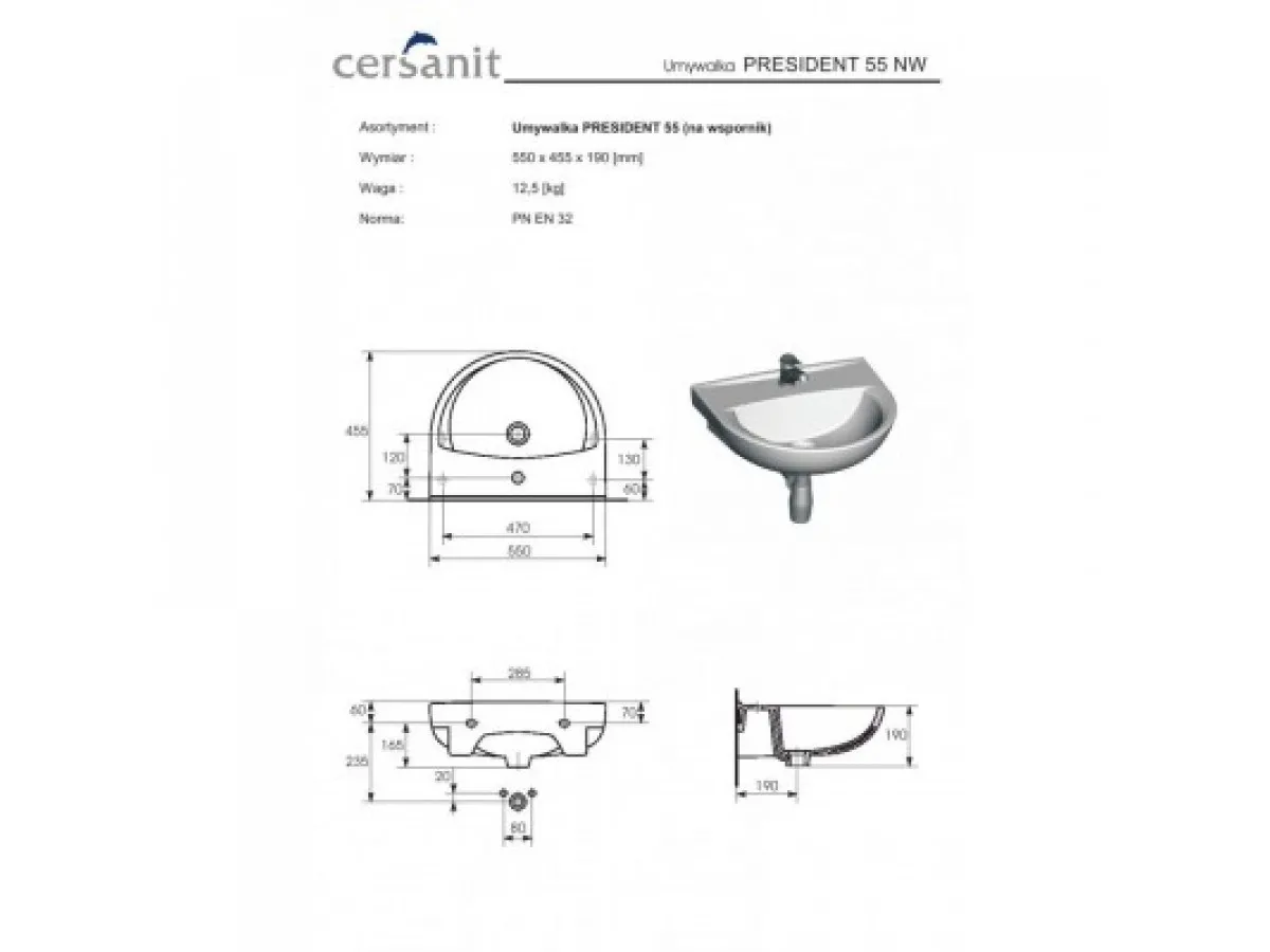 CERSANIT BJANKA LAVABO 55 