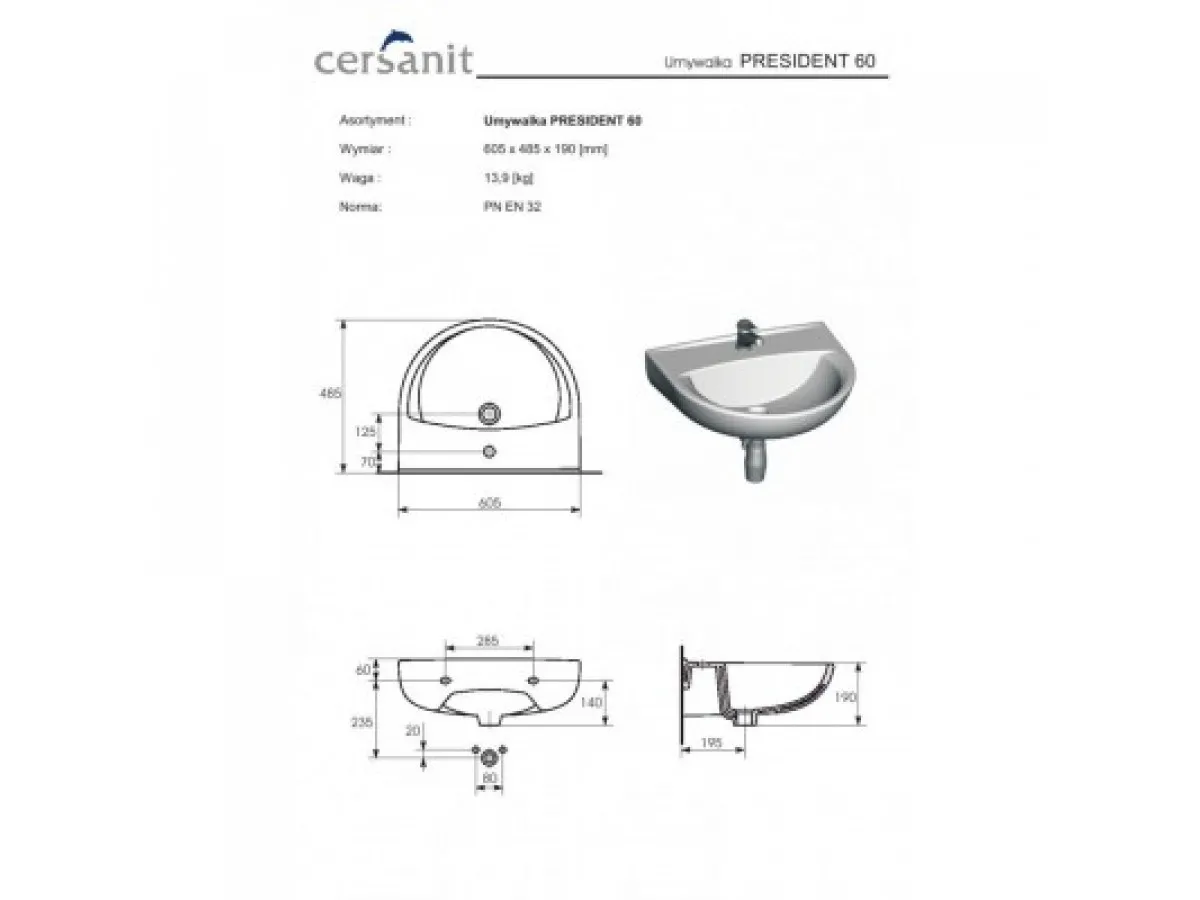 CERSANIT BJANKA LAVABO 60 