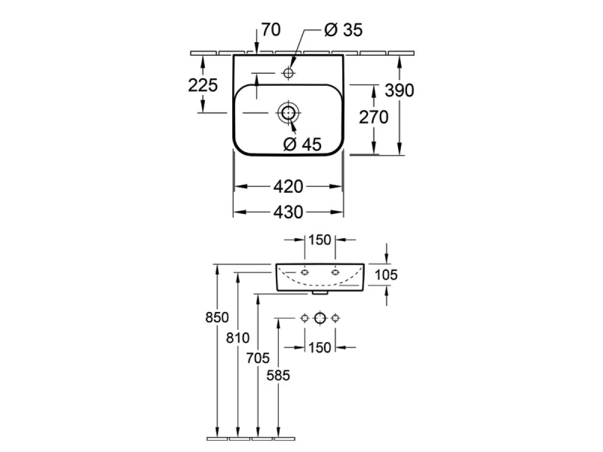 VB FINION LAVABO  ŠVB 436443R1Ć+ 430x390mm 