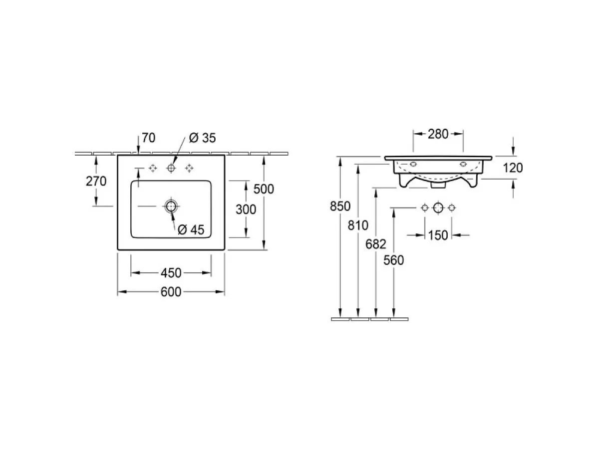 VB VENTICELLO LAVABO ŠVB 41246001Ć+ 600X500 