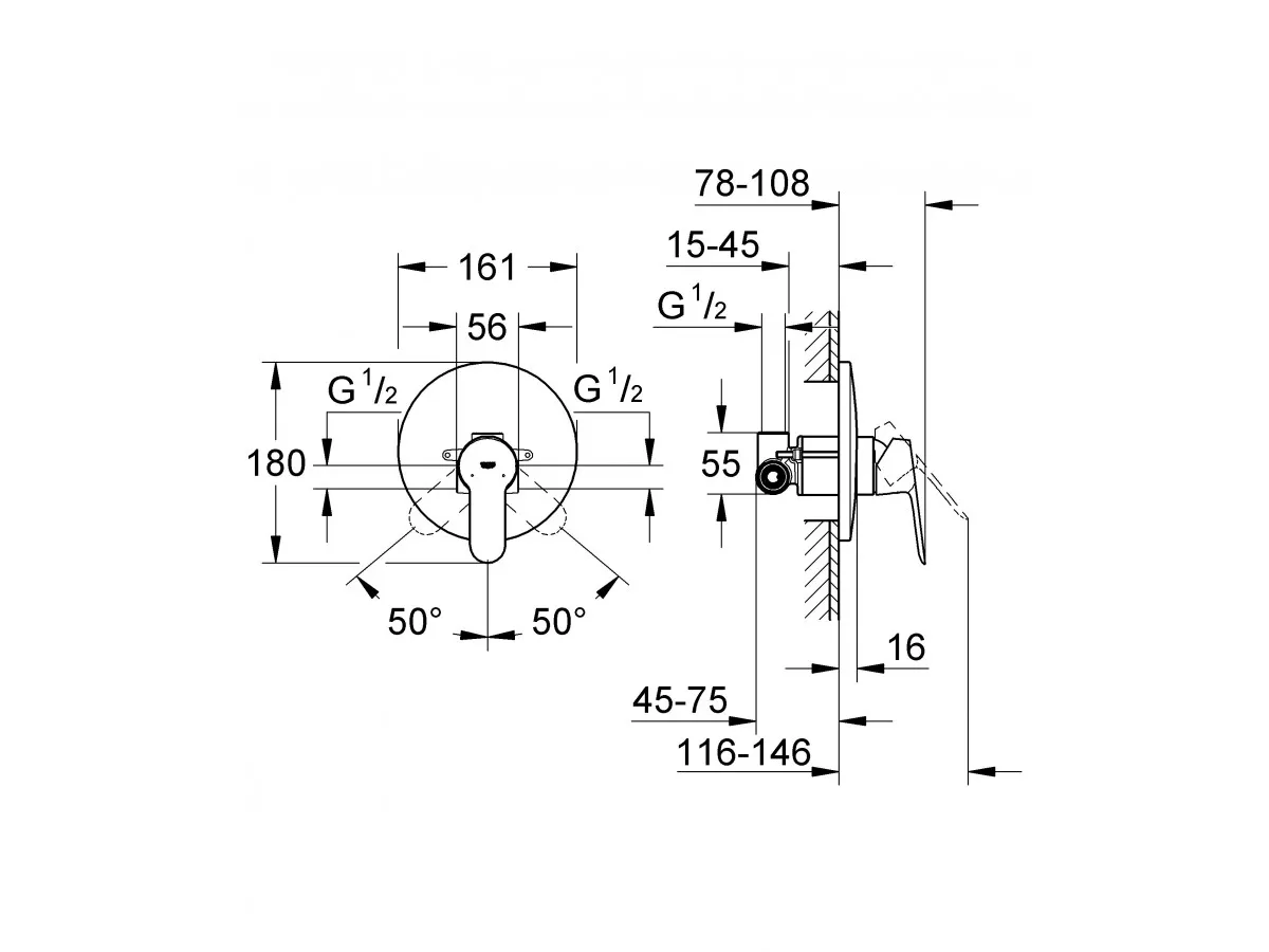 GROHE BAUEDGE UGRADNI SLAVINA BEZ PREBACIVACA 29078000 