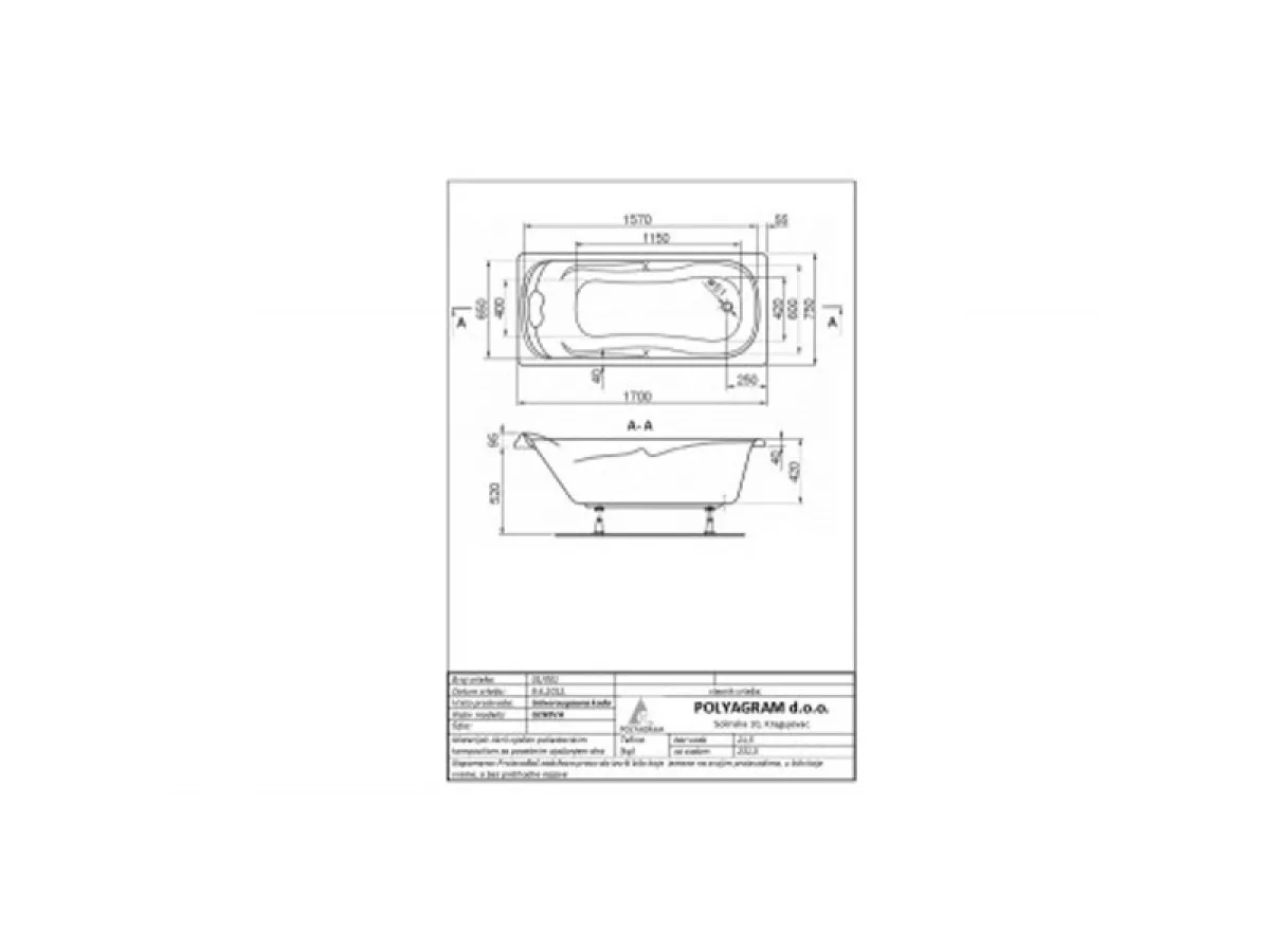 POLY KADA 170X75 GENEVA KOMPLE 