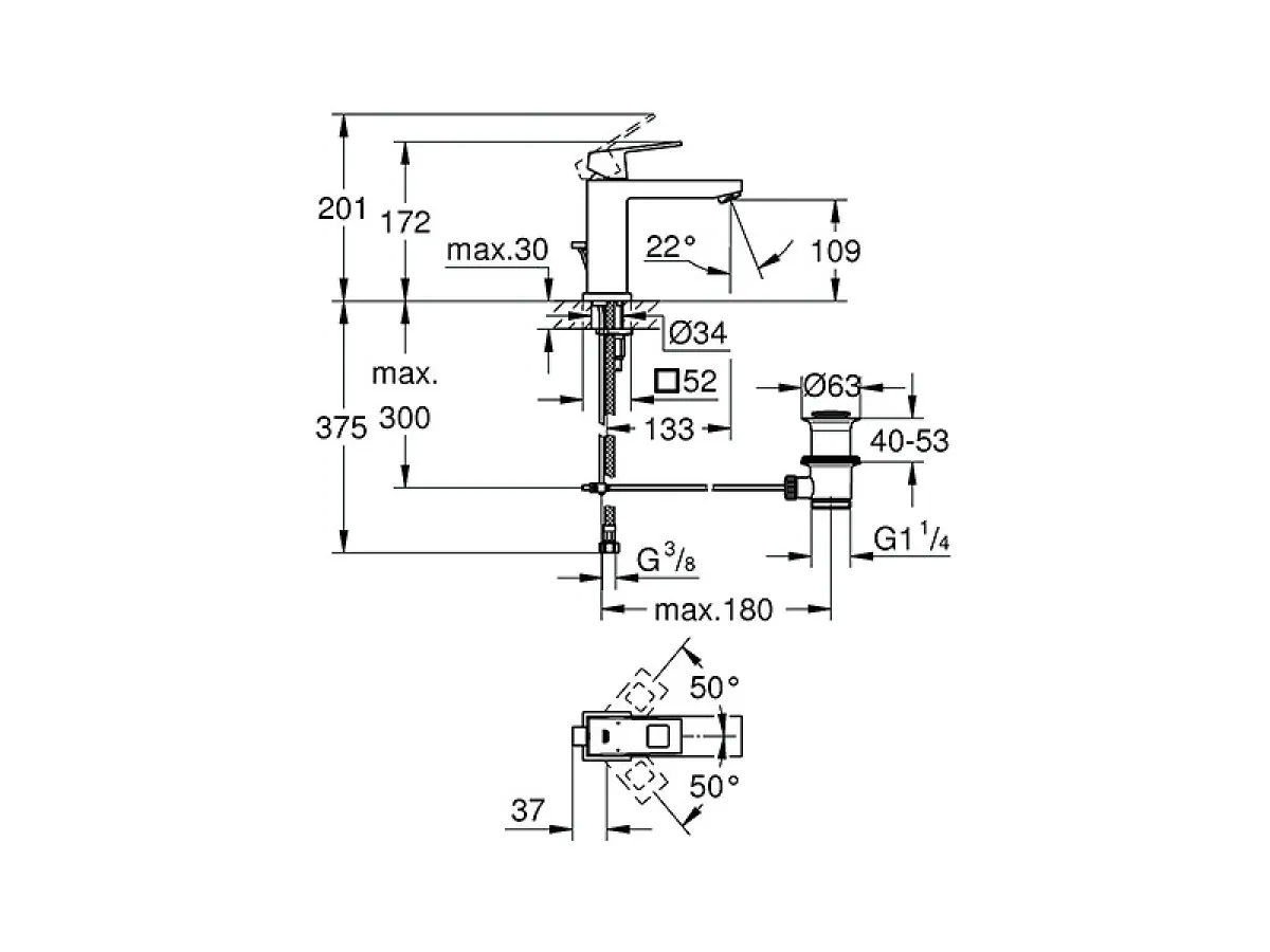 GROHE EUROSCOS LAVABO SENZOR 36325000 