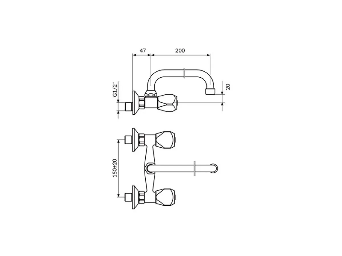 Rosan Fumme Baterija Za Sudoperu, Zidna 200Mm Kf03101 