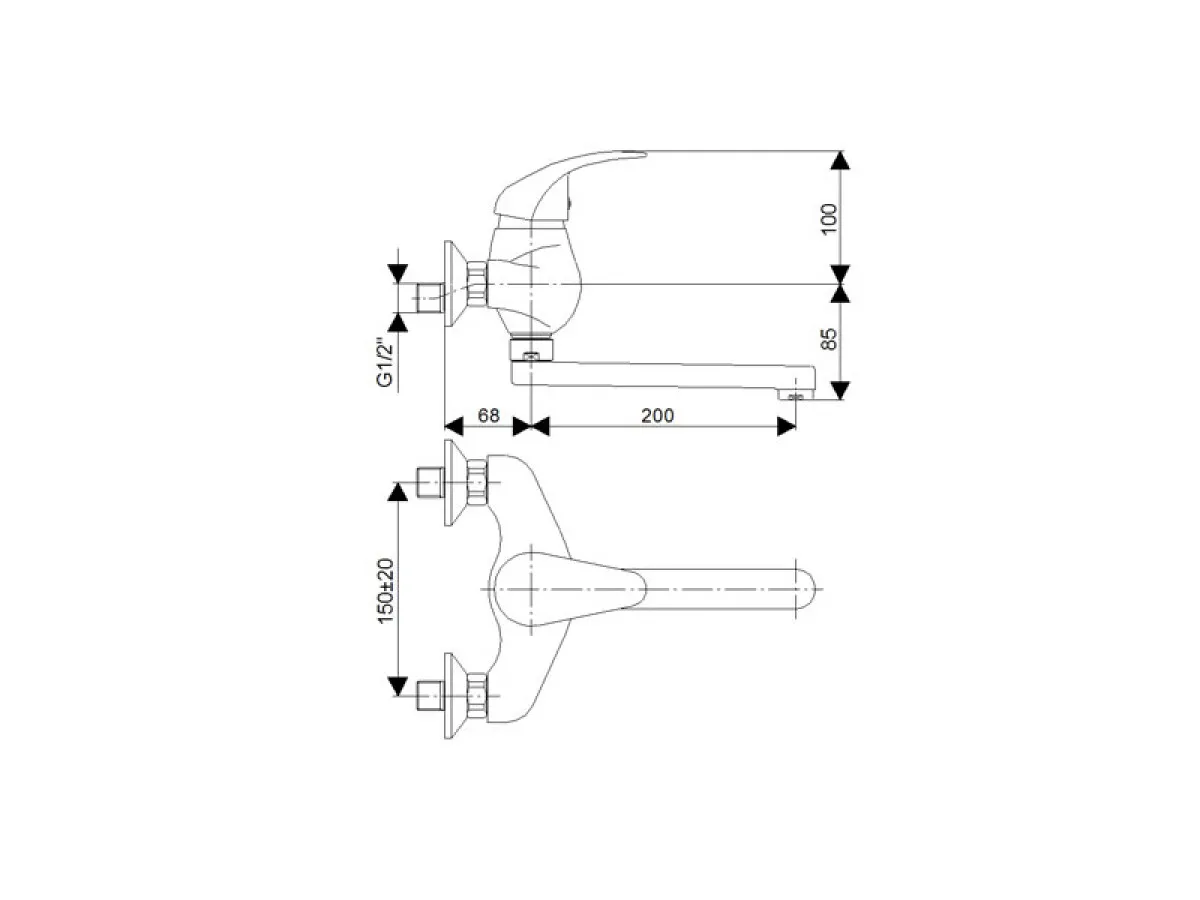 Rosan Nexus Zidna Baterija Za Lavabo Izliv - Lekarska 150Mm Jn32115 