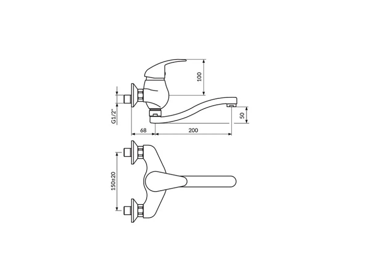 Rosan Nexus Zidna Baterija Za Lavabo - Lekarska 200Mm Jn3212S 