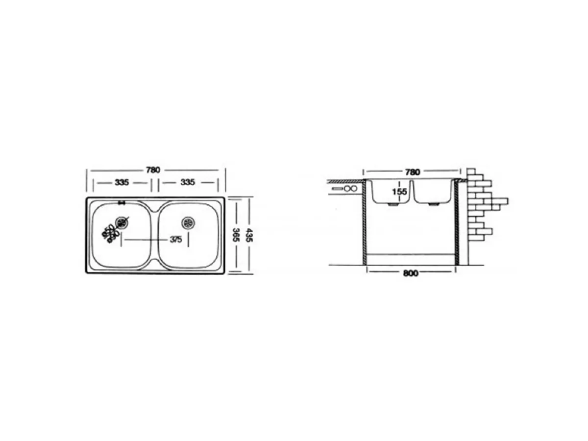 LIV INOX SUDOPERA UGRADNA 43.5x78 EC-189 Ø90 