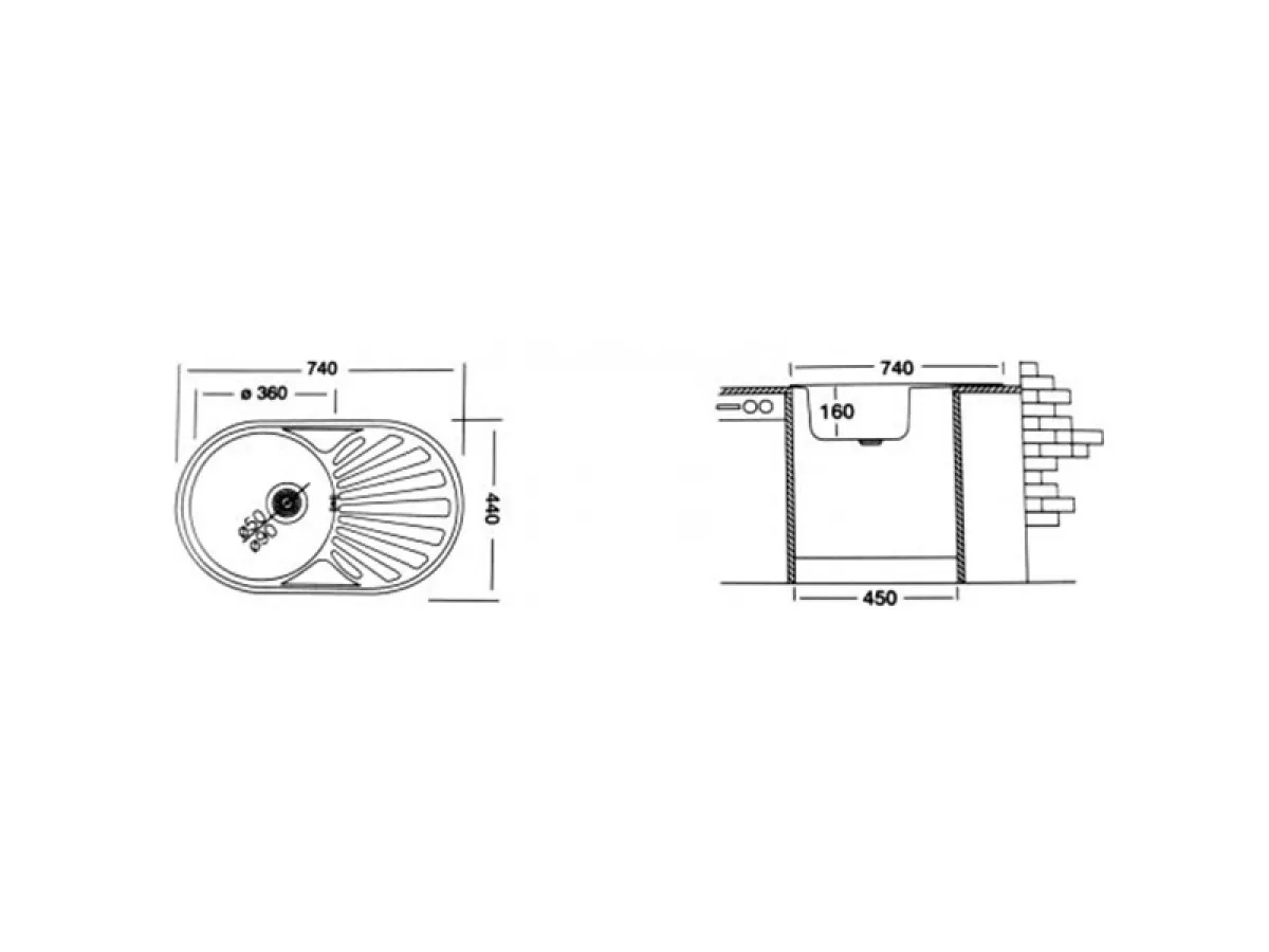 LIV INOX SUDOPERA UGRADNA 44x74 EC-165 Ø90 