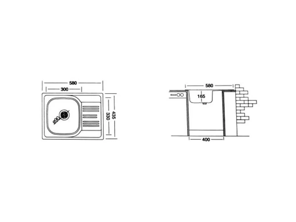 LIV INOX SUDOPERA UGRADNA 43.5x58 EC-147 Ø90 