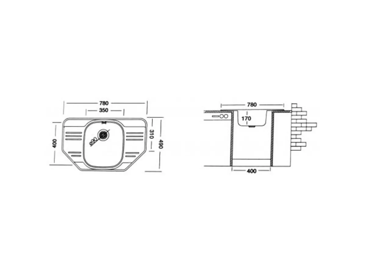 LIV INOX SUDOPERA UGRADNA 49x78 EC-323  Ø90 