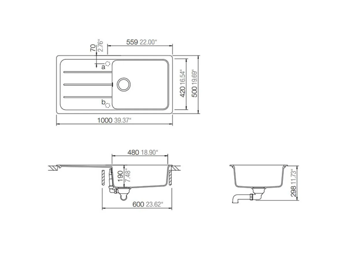 SCHOCK SUDOPERA FORMHAUS D100L 1000x500x190mm CROMA (SIVA) 