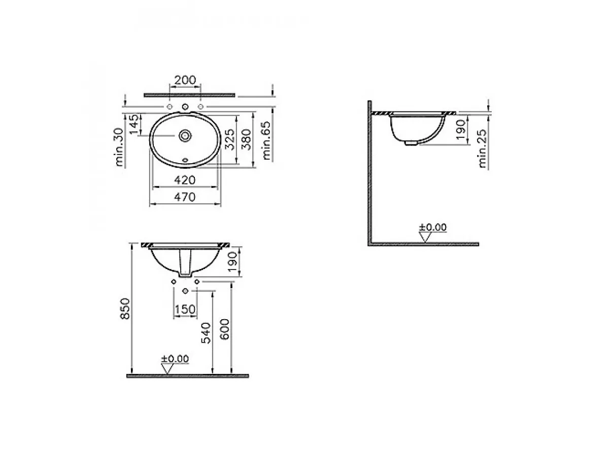 VITRA LAVABO S20 ARKITEKT 42CM PODGRADNI S20 6039B003-0012 