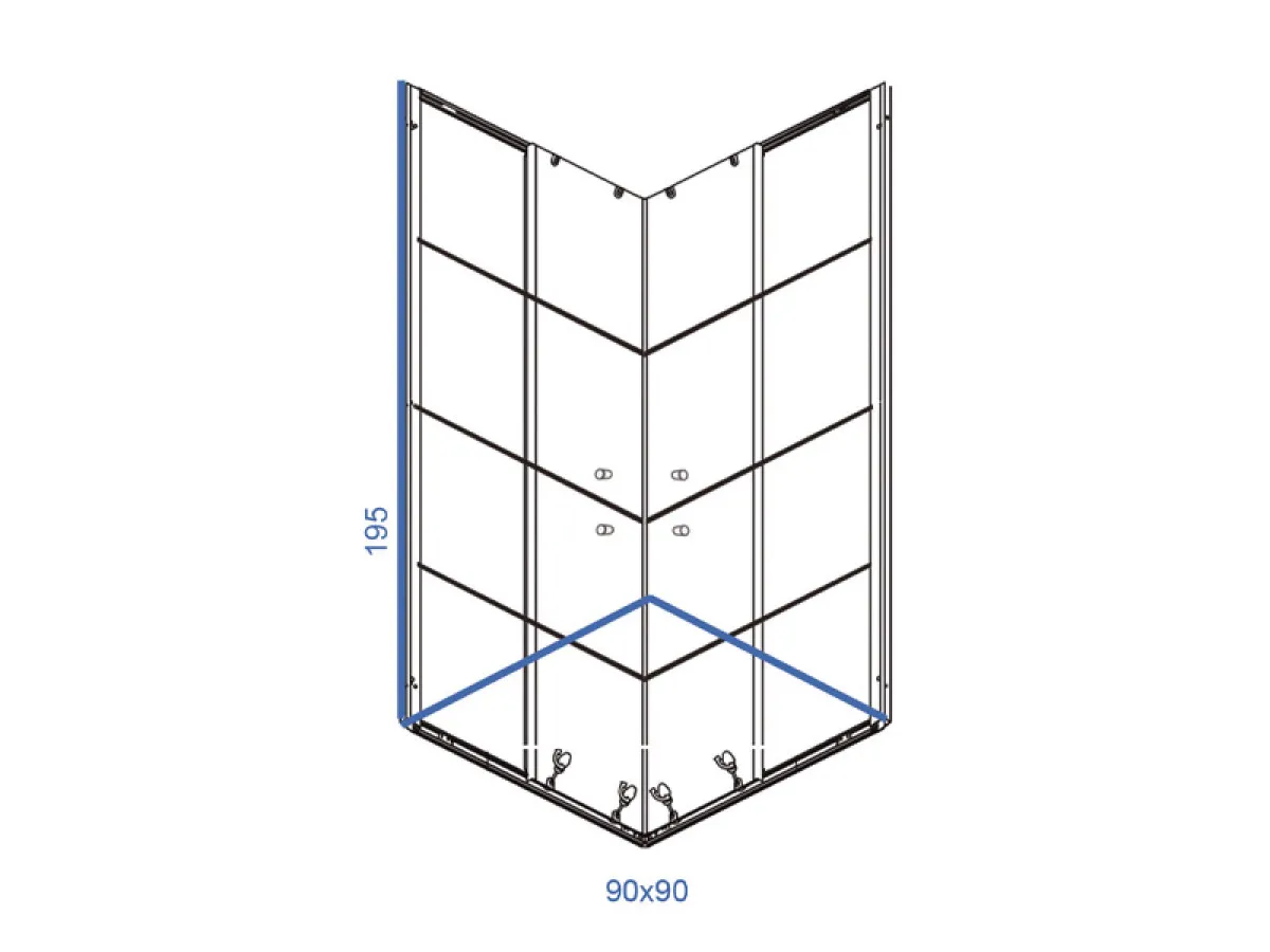 LINNI TUS KABINA IDEAL 90X90 KOCKA 9023 CRNA 6mm 