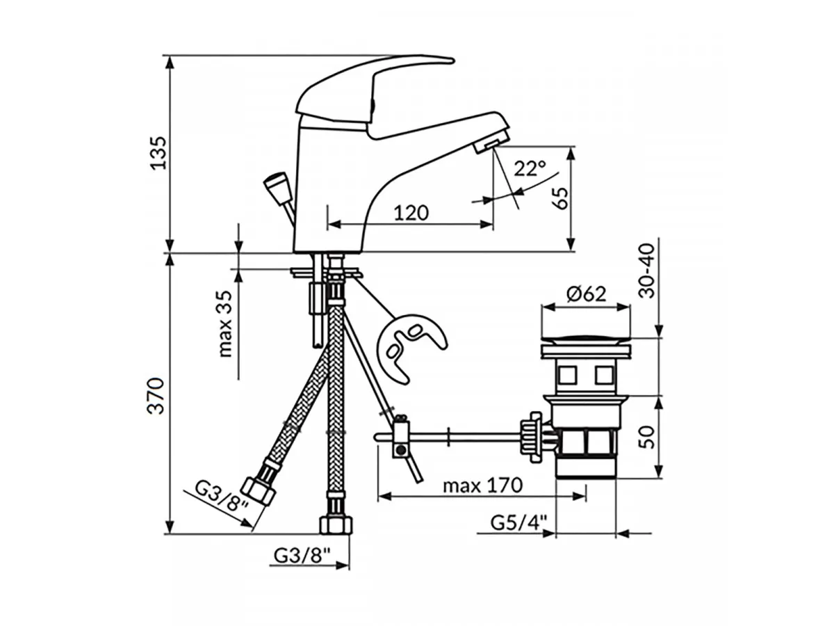 Rosan King Baterija Za Lavabo - Sa Metalnim Odlivnim Ventilom J301001M 