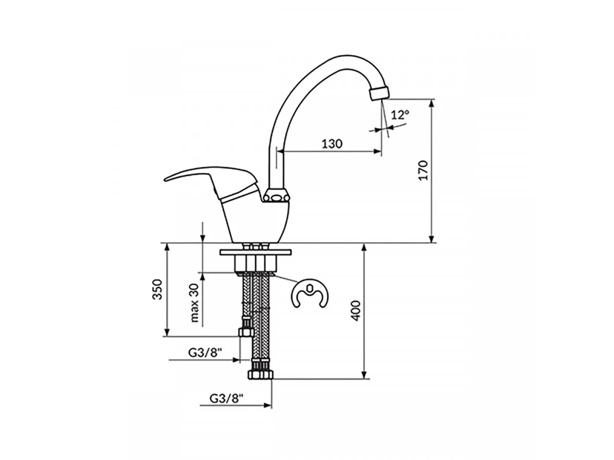 Rosan King Baterija Za Sudoperu/Lavabo - 3 Cevi - Cevni Izliv 130 Mm ( Ø18 Mm ) J382113 