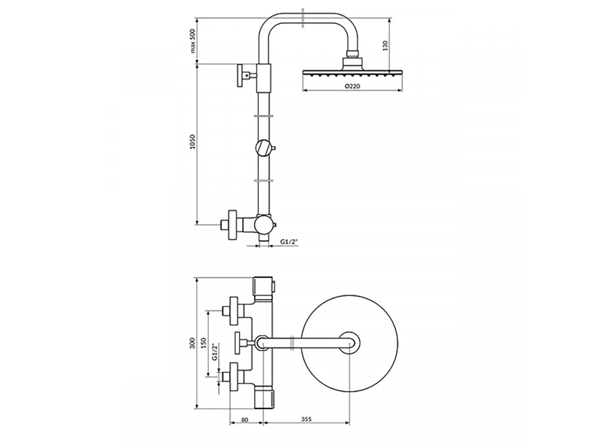 Stolz Termostatska Baterija Sa Usponskim Tušem 220Mm 1T37251 