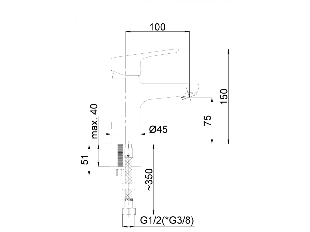 RUBINETA UNO-18 BK2     3/8  N801661 