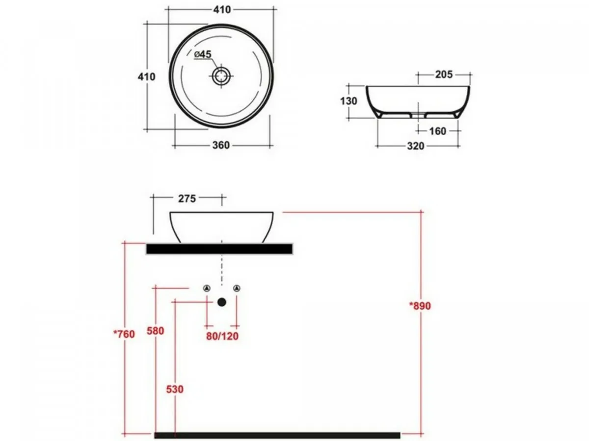 OLYMPIA nadgradni umivaonik okrugli fi41cm h-16cm - LIL4B41001 