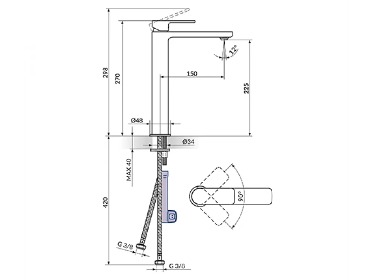 Stolz S2 Gold Baterija Za Lavabo L 230109G 