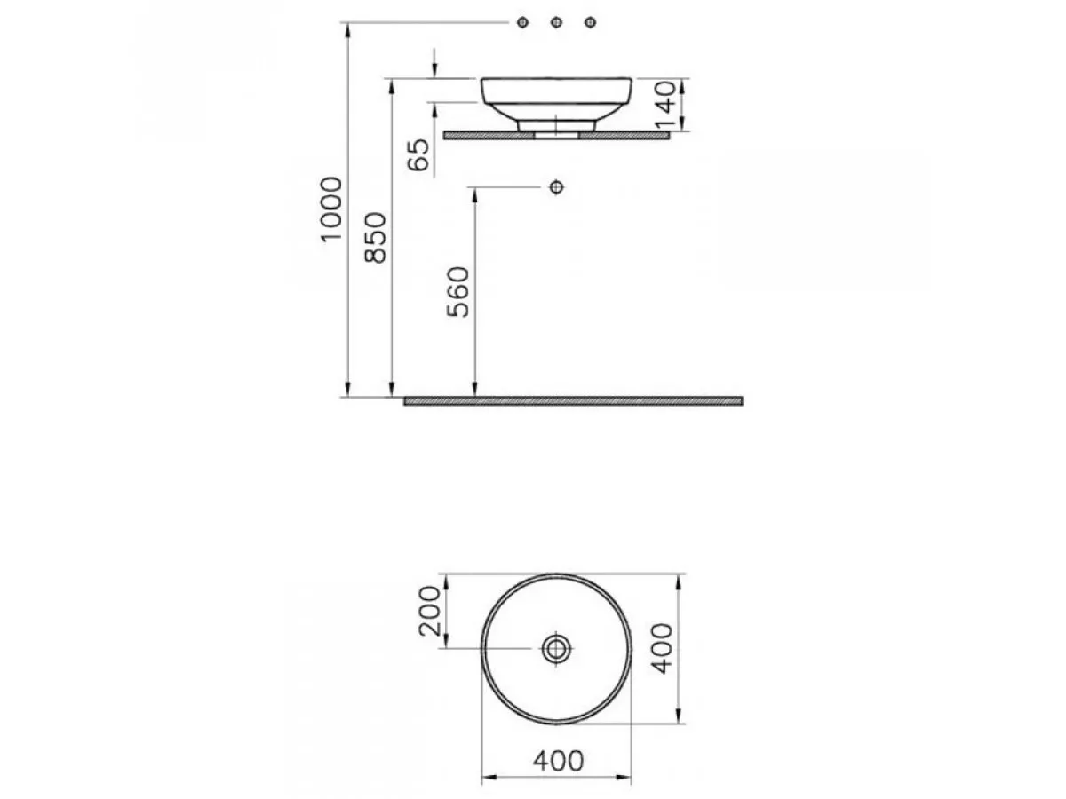 VITRA LAVABO NADGRADNI WATER JEWLES Ø40CM BELI 4334B003-1361 