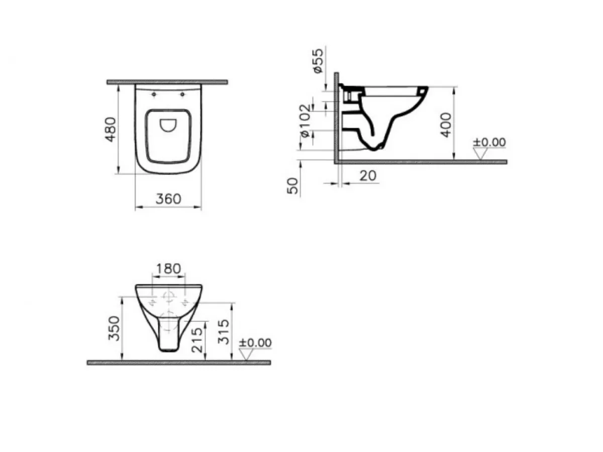 VITRA KONZOLNA SOLJA S20 52CM SA BIDE FUNKCIJOM 5507L003-0868 