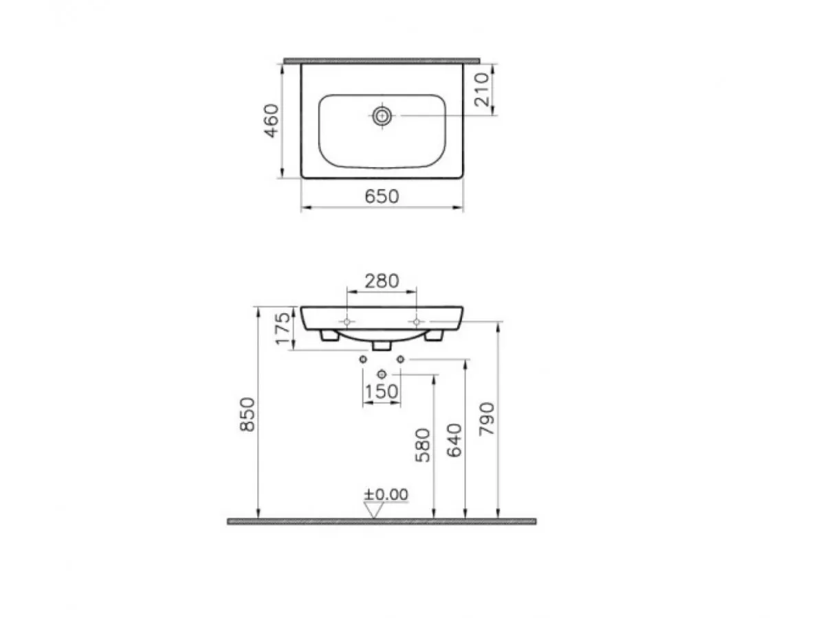 VITRA LAVABO NADGRADNI S20 65X46CM VANITY 5522B003-0001 