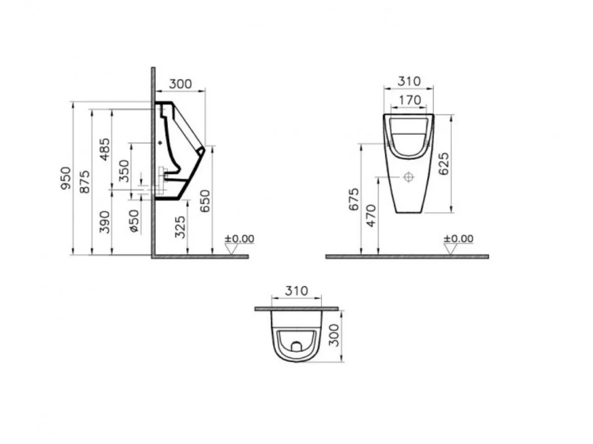 VITRA PISOAR S20 SA UNUTRASNJIM DOVODOM ( KOMPLET SET ) 5462B003-0309 