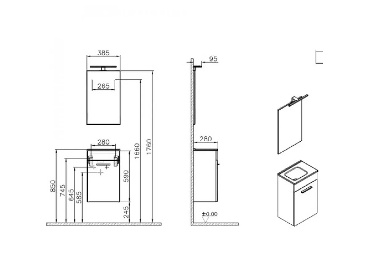 VITRA ORMARIC SA OGLEDALOM MIA 390X280 SET 75022 