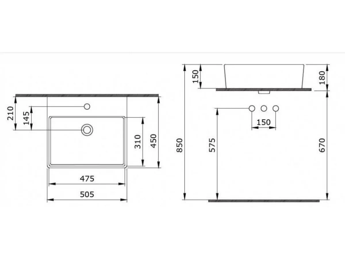 BOCCHI MILANO LAVABO 50CM - BELO 1216-001-0126 