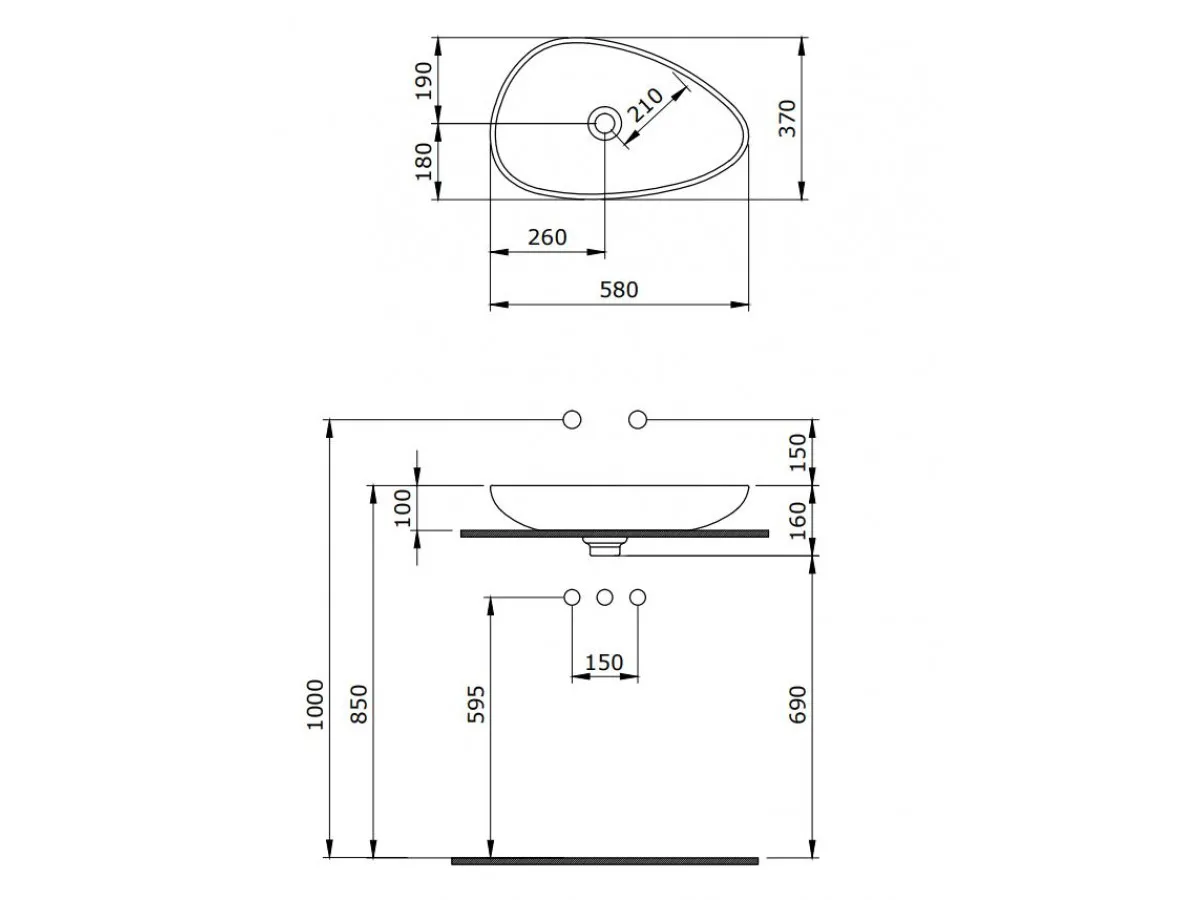 BOCCHI ETNA LAVABO 58CM - CRNO MAT 1114-004-0125 