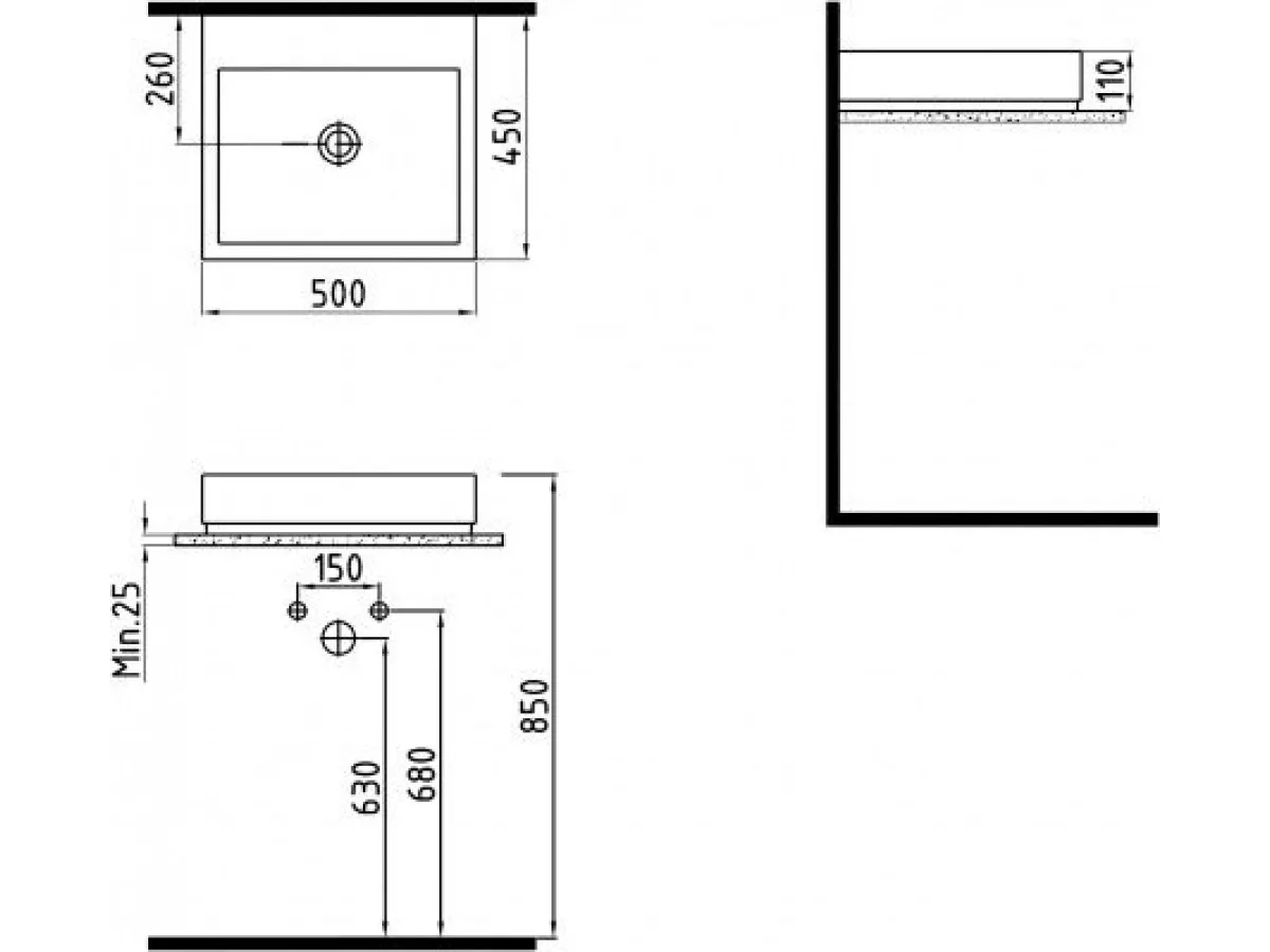 Bien INGL05001VD1W3000 Infinitum nadgradni umivaonik 50 cm 