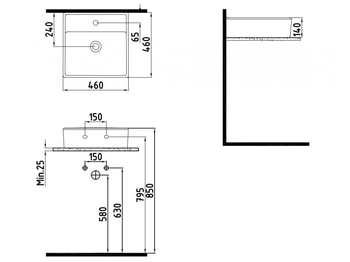 Bien INGL04601FD1W3000 Infinitum nadgradni umivaonik 46x46 cm 