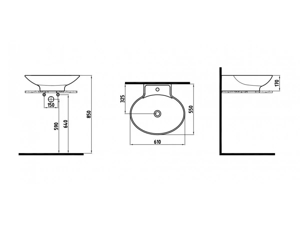 Bien HRLG06101FD1W3000 Harmony nadgradni umivaonik 61x55 cm beli 