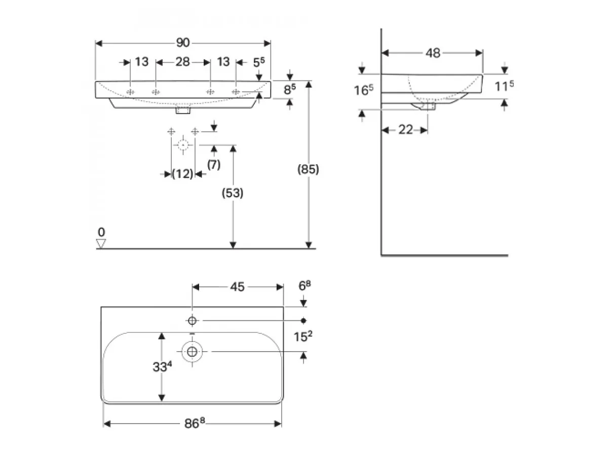 Geberit Smyle Square umivaonik, 90x48 cm 500.251.01.1 