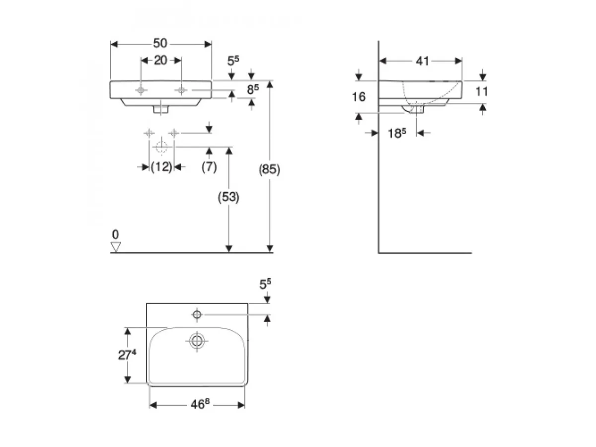 Geberit Smyle Square umivaonik, 50x41 cm 500.256.01.1 