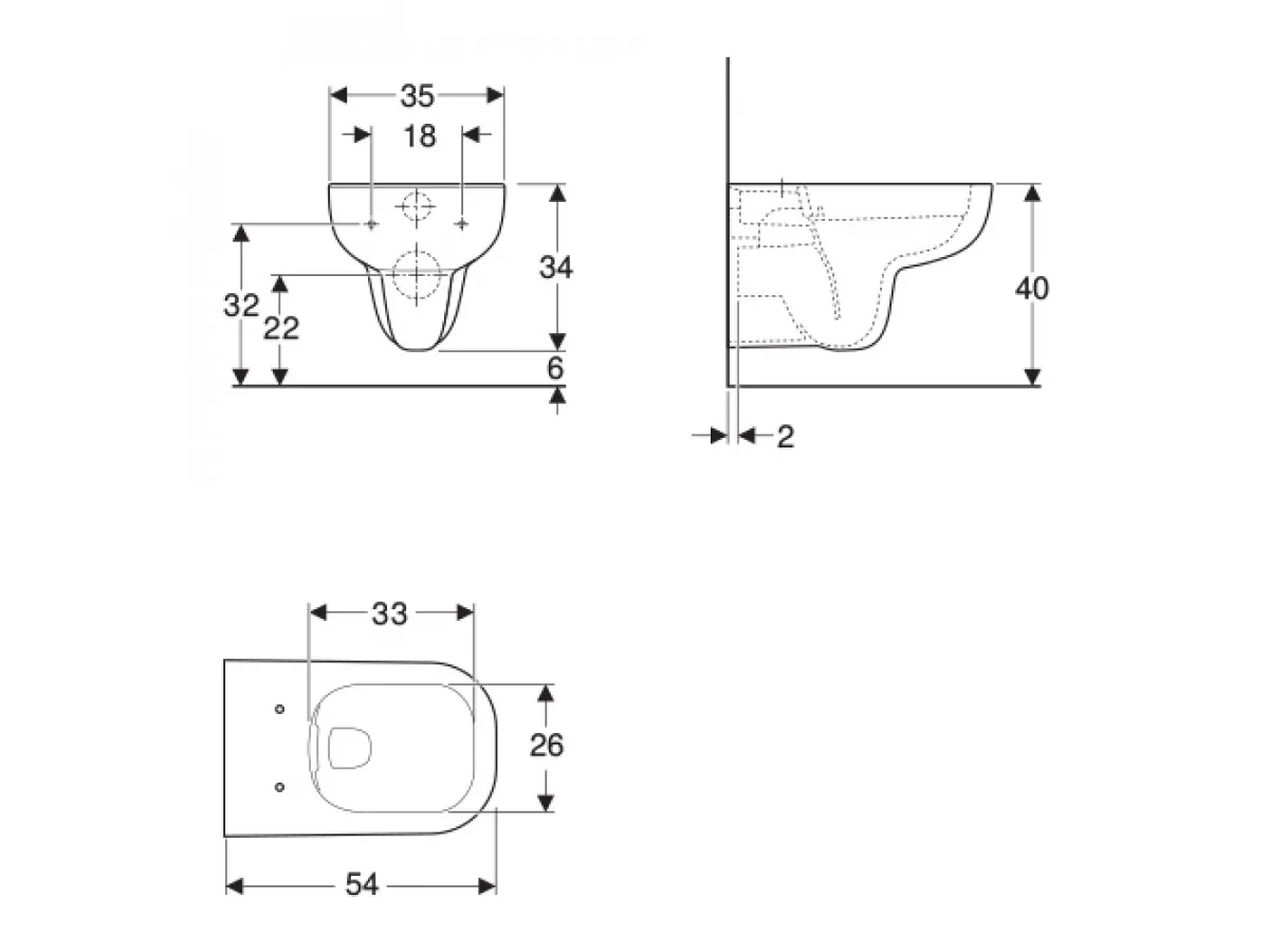 Geberit Smyle Square konzolna wc šolja,  rimfree 500.210.01.1 