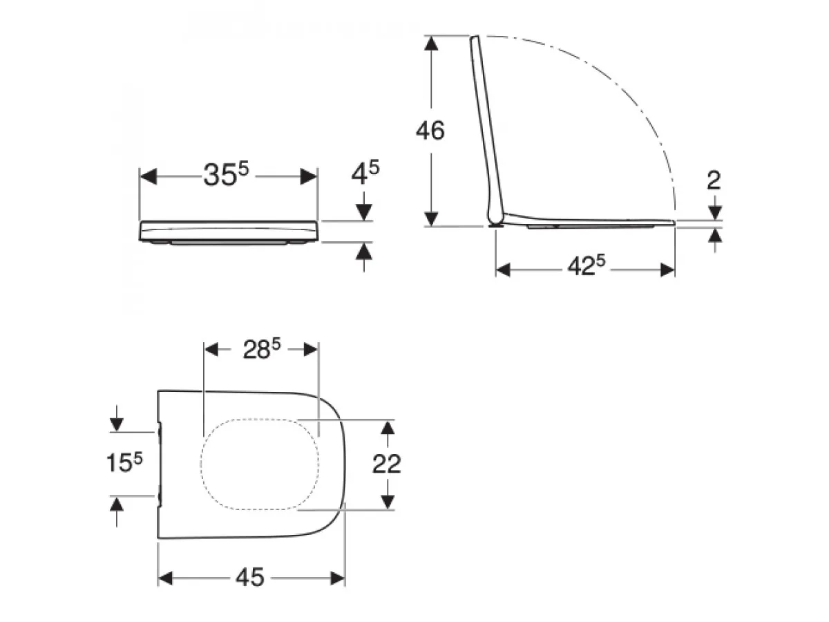 Geberit Smyle Square wc daska, slim, soft close, brzo zatezanje 500.687.01.1 