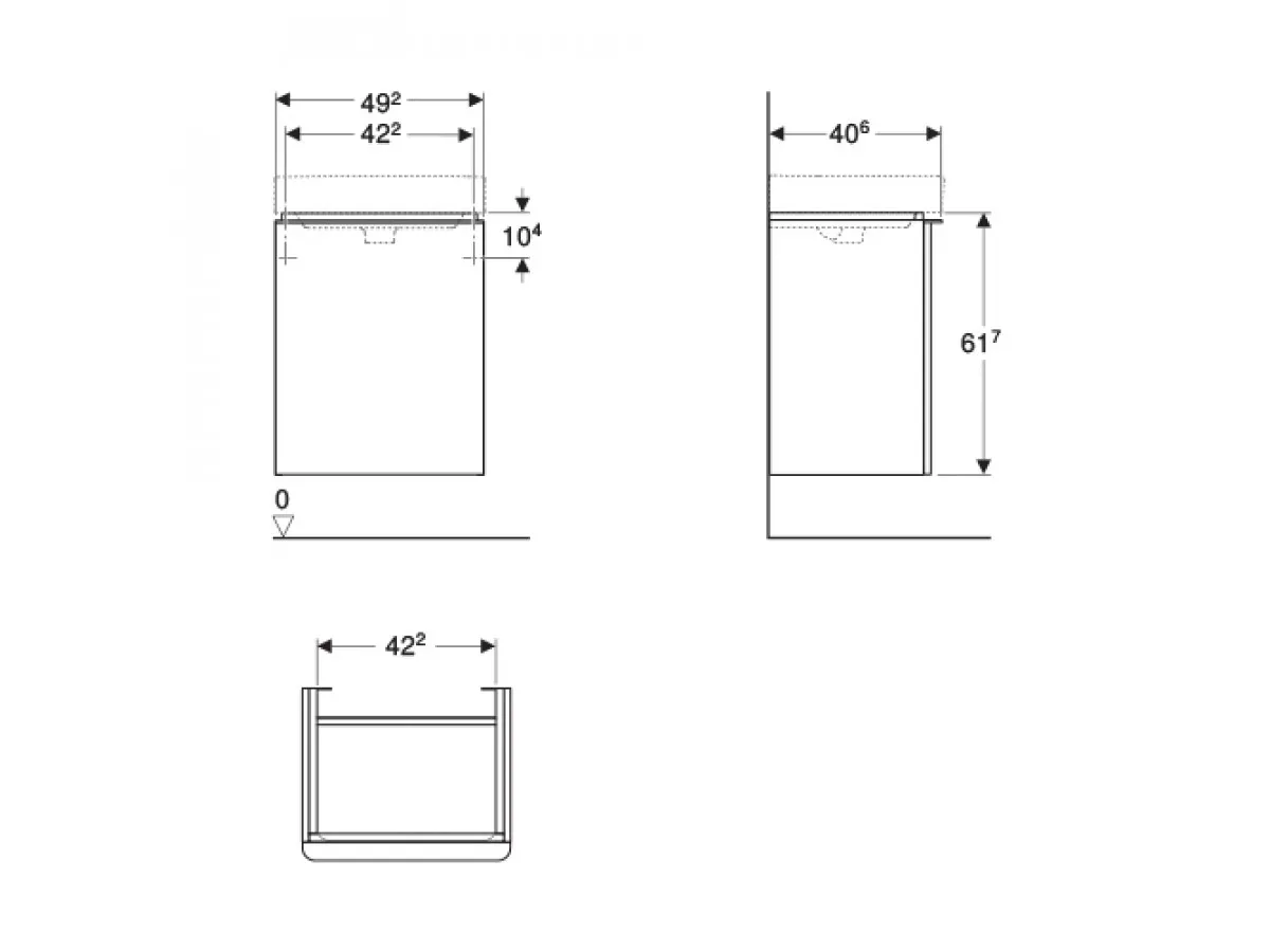 Geberit Smyle Square ormarić za umivaonik, sa jednim vratima,beli, sjaj, 49,2x61,7x40,6 cm/ u kombin 